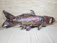 Large Metal Fish Wall Sculpture with Glass Eye