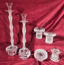8 Pcs. Scandinavian Clear Art Glass Candle Holders