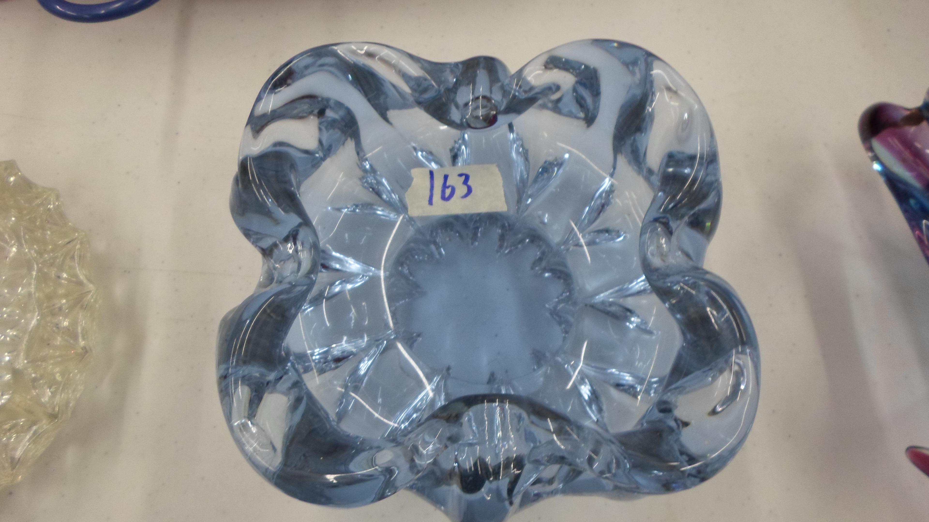 art glass, blue handmade bowl