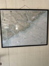 Framed Charleston Harbor and Approaches Map (Local Pick Up Only)