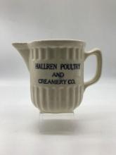 Hallren Poultry and Creamery Stoneware Cream Pitcher Fairview, OK
