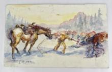 Montana Watercolor Cowboy Painting