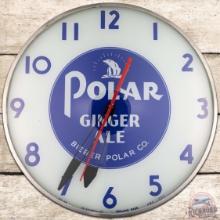 Polar Ginger Ale 15" Telechron Advertising Clock w/ Bear