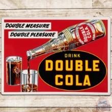 Drink Double Cola "Double Measure Double Pleasure" SS Tin Sign w/ Glasses & Bottle