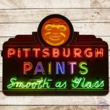 Pittsburgh Paints Embossed DS Porcelain Neon Sign w/ Sun Logo