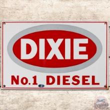 Scarce Dixie No. 1 Diesel SS Porcelain Gas Pump Plate Sign