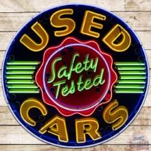 Oldsmobile Safety Tested Used Cars 48" SS Porcelain Neon Sign
