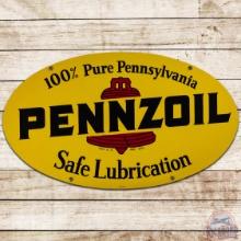 1969 NOS Pennzoil Safe Lubrication DS Tin Sign w/ Box