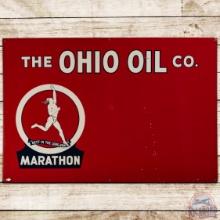 Marathon The Ohio Oil Company SS Tin Sign w/ Running Man Logo