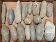 Large Lot of Tools, Knapping Stones, Hammerstones, Grooved Axe, Found in Burlington Co., New Jersey