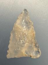 15/16" Fine Quartz Crystal Serrate Triangle Point, Found in Berks Co., PA, Ex: Kauffman Collection