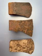 Lot of 3 Large Iron Axes, Longest is 6 3/4", Found on Seneca Sites, Western New York, Ex: Dave Summe