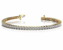 CERTIFIED 14K YELLOW GOLD 6.00 CTW G-H G-H SI2/I1 2 PRONG SET ROUND DIAMOND TENNIS BRACELET MADE IN