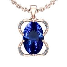 Certified 4.49 Ctw VS/SI1 Tanzanite And Diamond 14k Rose Gold Victorian Style Necklace