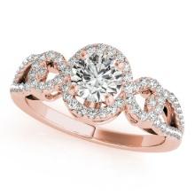 Certified 1.10 Ctw SI2/I1 Diamond 14K Rose Gold Engagement Halo Ring