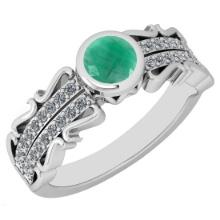 0.82 Ctw I2/I3 Emerald And Diamond 14K White Gold Engagement Ring