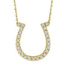 Diamond Horseshoe Pendant Necklace 14k Yellow Gold 0.26ctw