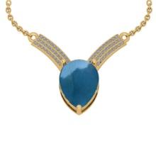 8.52 Ctw SI2/I1 Aquamarine And Diamond 14K Yellow Gold Vintage Style Pendant Necklace