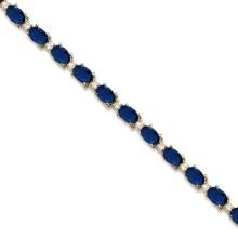Blue Sapphire and Diamond Tennis Bracelet 14k Yellow Gold 12.00ctw