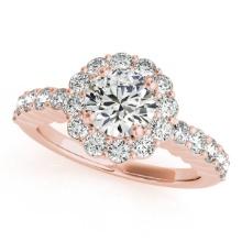Certified 1.00 Ctw SI2/I1 Diamond 14K Rose Gold Engagement Halo Ring