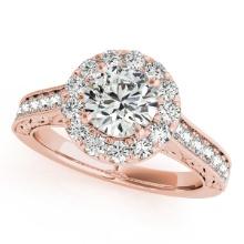 Certified 1.60 Ctw SI2/I1 Diamond 14K Rose Gold Engagement Halo Ring