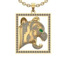 3.58 Ctw SI2/I1 Diamond 14k Yellow Gold Lion Pendant Necklace