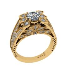 2.04 Ctw SI2/I1 Diamond 14K Yellow Gold Vintage style Wedding Ring