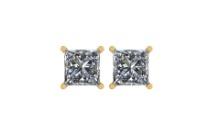 Certified 1.02 CTW Princess Diamond Stud Earrings I/SI2