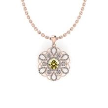 Certified 2.30 Ctw SI1/SI2 Natural Fancy Light Brown Yellow And White Diamond 14K Rose Gold Pendant