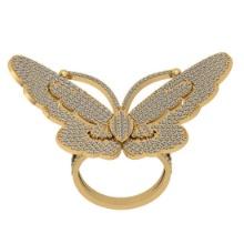 3.18 Ctw SI2/I1 Diamond 14K Yellow Gold Butterfly Engagement/Wedding Ring