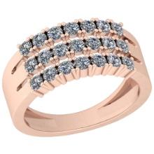 0.60 Ctw SI2/I1 Diamond 14K Rose Gold Men's Band Ring