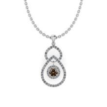 Certified 3.08 Ctw SI1/SI2 Natural Fancy Brown Yellow And White Diamond 14K White Gold Pendant