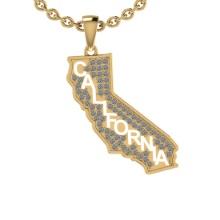 0.58 Ctw SI2/I1 Diamond 14K Yellow Gold Express Your State Love CALIFORNIA Necklace
