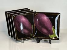 (5) Harry & David Ceramic Eggplant Appetizer Plates