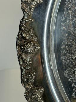 Vintage TOWLE Ornate Silver Plate Round Serving Tray Dish Platter