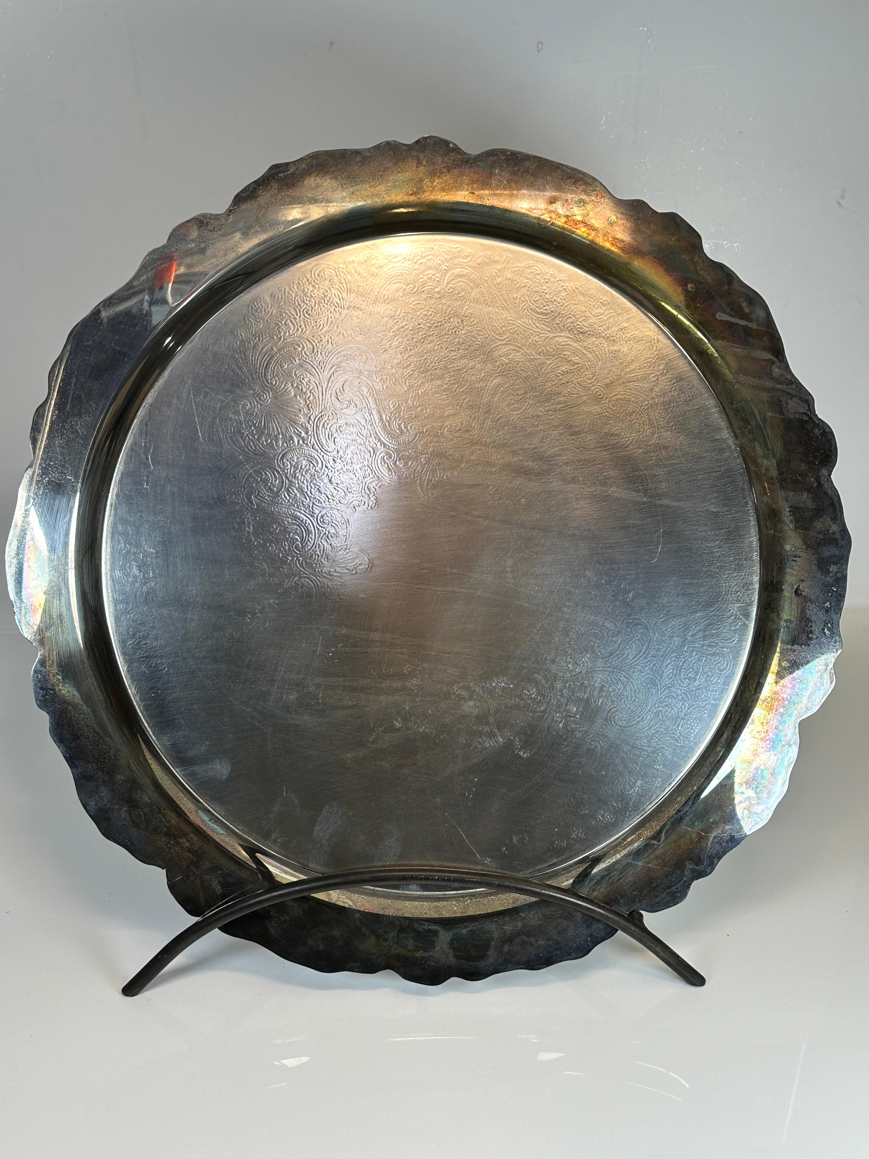 Vintage TOWLE Ornate Silver Plate Round Serving Tray Dish Platter