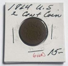 1864 2 Cent Piece Good