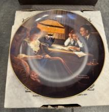 COLLECTIBLE CERAMIC PLATE - NORMAN ROCKWELL PAINT - IN ORIGINAL BOX WITH PAPERS