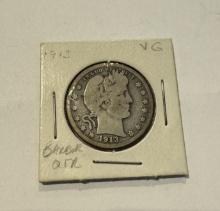 1913 BARBER SILVER - QUARTER DOLLAR COIN