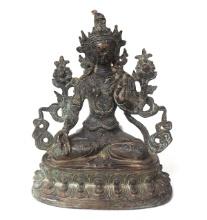 Tibetan Bronze Statue of Green Tara