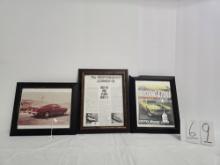Lot Of 3 Framed 1970 Boss 302 Auto Trader (broken Frame) And Boss 429 And Mustang