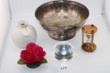 What nots. Silver bowl, Napoleon Rose and other items.