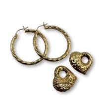 14K Gold Convertible Heart Earrings