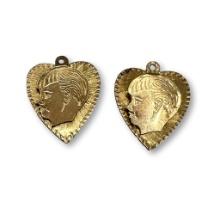 Pair of 14K Gold Boy Heart Charms