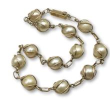 18 Gold Caged Pearl Bracelet