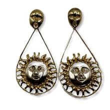 Sergio Bustamante Sun Face Earrings in Gold Gilded Sterling Silver