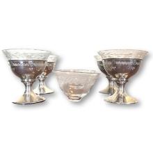 Set of 4 Webster Sterling Silver Dessert Cups with Glass Inserts