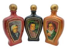 Lot of 3 Jim Beam Composer Decanters - Mozart, Chopin & Beethoven