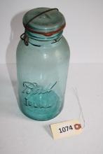 Blue Ball Ideal Jar with Lid and Metal Bale