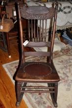 Antique Rocker, leather seat, armless